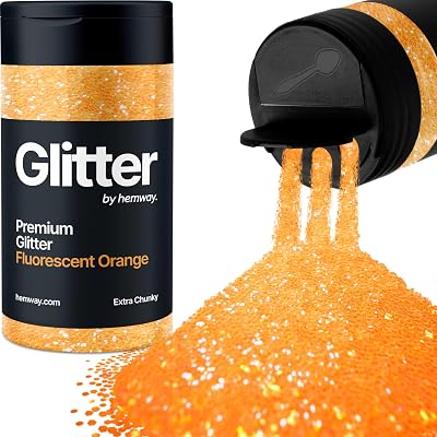 Hemway Fluorescent Orange Glitter Shaker 130g Extra Chunky Sequins