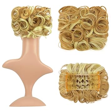 27h613 Strawberry Blond Bleach Blonde Feshfen Short Messy Curly