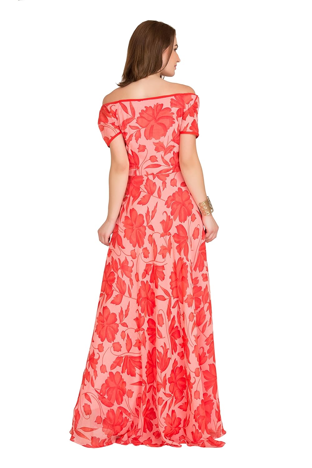 raas pr&atilde;&ordf;t women's crepe off shoulder maxi gown