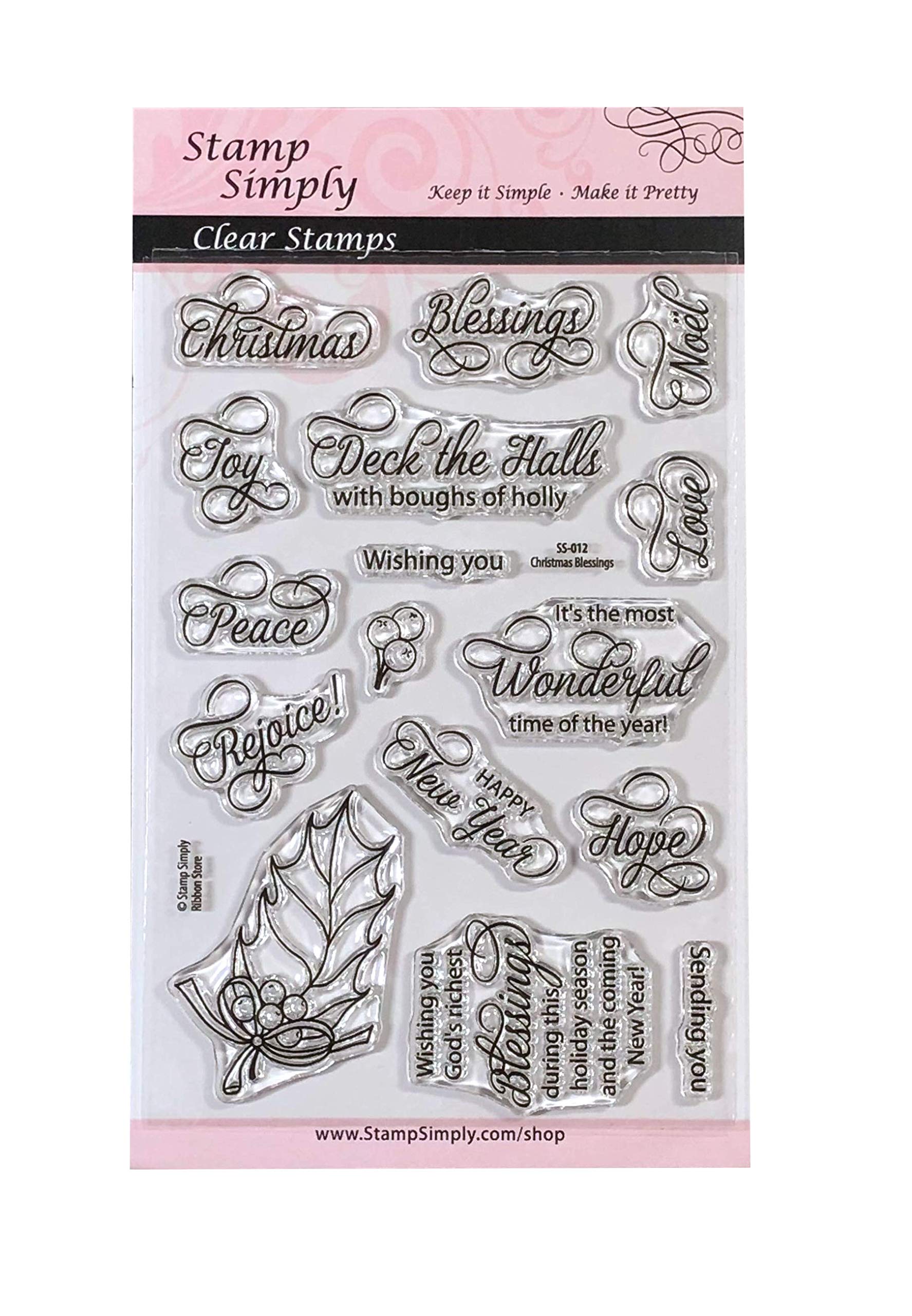 Stamp Simply Clear Stamps Christian Religious Christmas Blessings 4x6 Inch Sheet - 16 Pieces