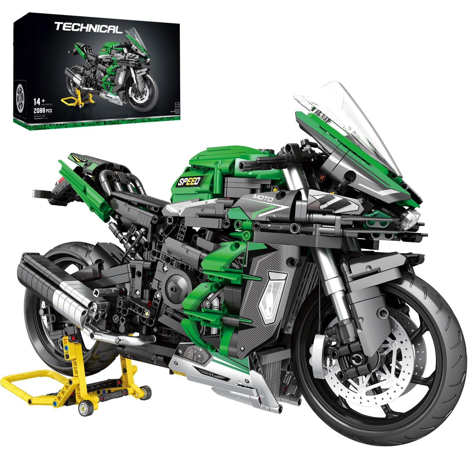 Reobrix 1:5 H2 SX SE Motorbike Building Block Toy for Adults, Technical Super Motorcycle Model Car Brick Set, 570 Bike Vehicle Collection Decor Gifts for Teens Boys Childs 14+ (2088 Pcs)