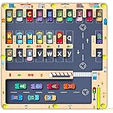 Magnetic Alphabet Maze Letter Puzzle Board, NOWRICH Montessori Toys for 2 3 4 5 Year Old Boy Gift, Magnet Alphabet Learning Car Parking Maze Toys for Kids 3-5, Birthday Gifts for Toddler