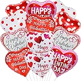 Happy Valentines Day Balloons, 18 Inch Red Pink White Heart Balloons, Valentines Heart Balloon for Valentine Day Romantic Decorations Special Night Party Supplies