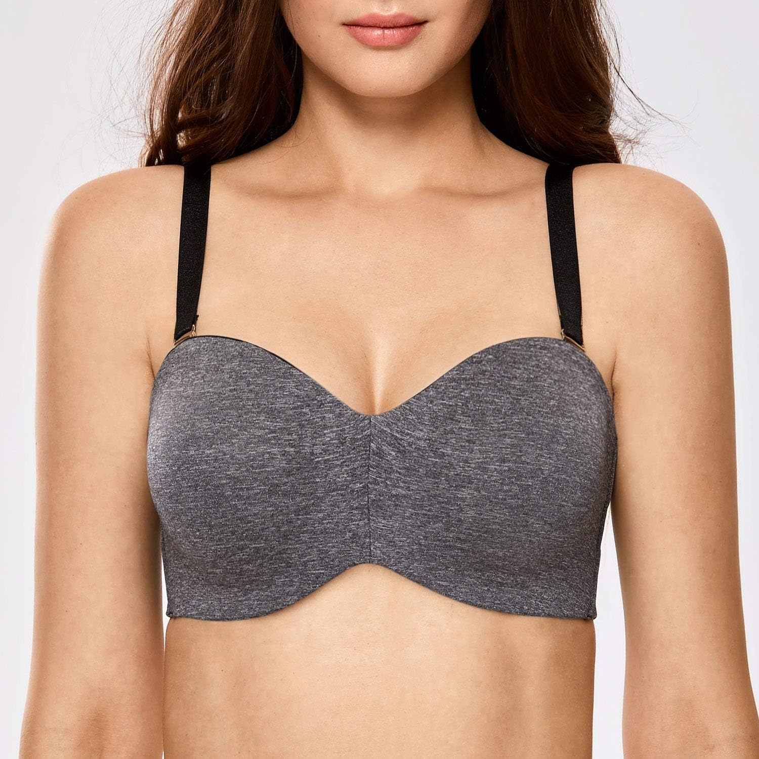DELIMIRA Womens Non-Padded Underwire Minimizer Support Strapless Bra for Large Bust