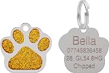LARRYROO Personalised Engraved Paw Tags 27mm Glitter Stainless Steel Orange view 2