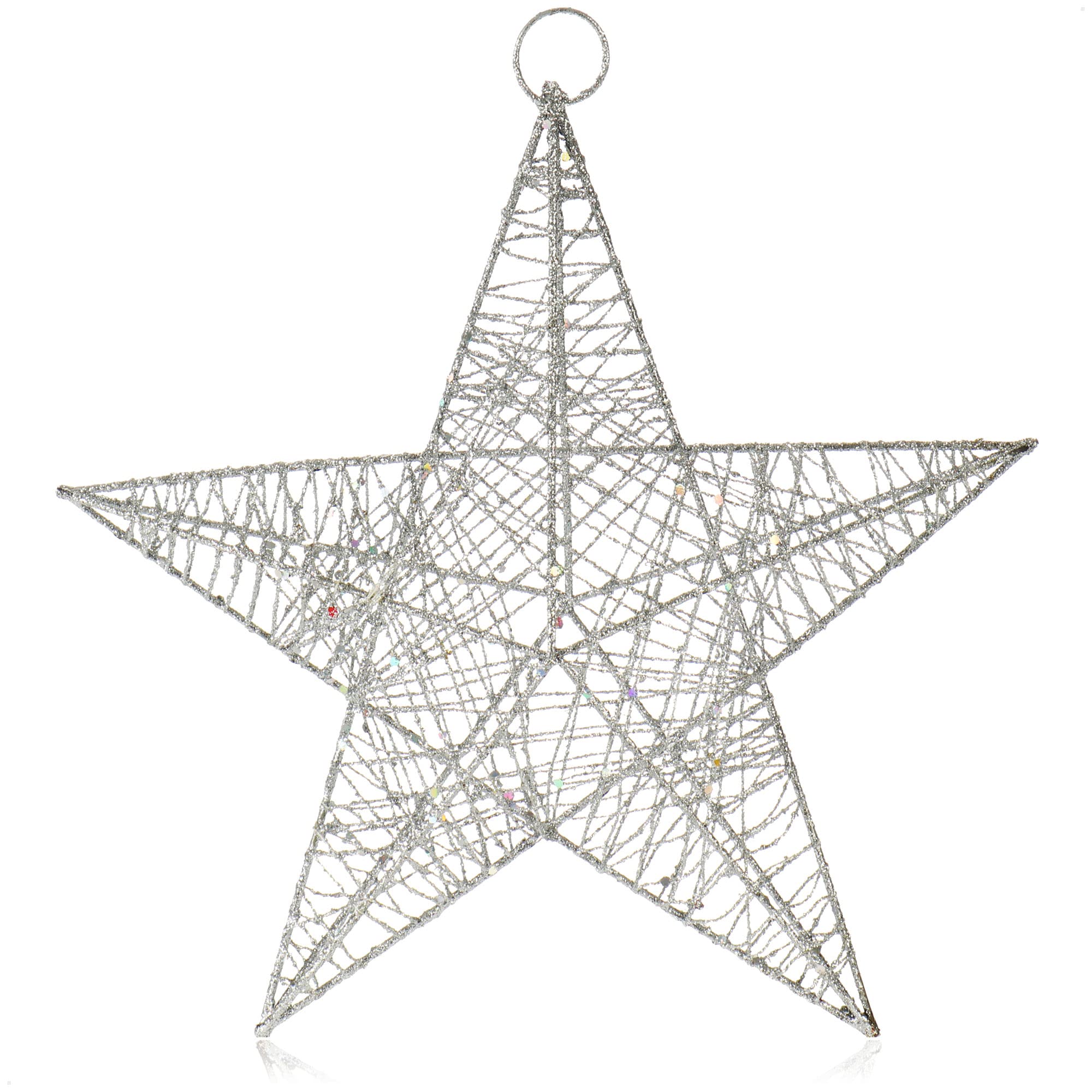 COM-FOUR® Decoration star Christmas - Christmas decoration star to hang up - poinsettia made of metal with sequins - decoration hanger