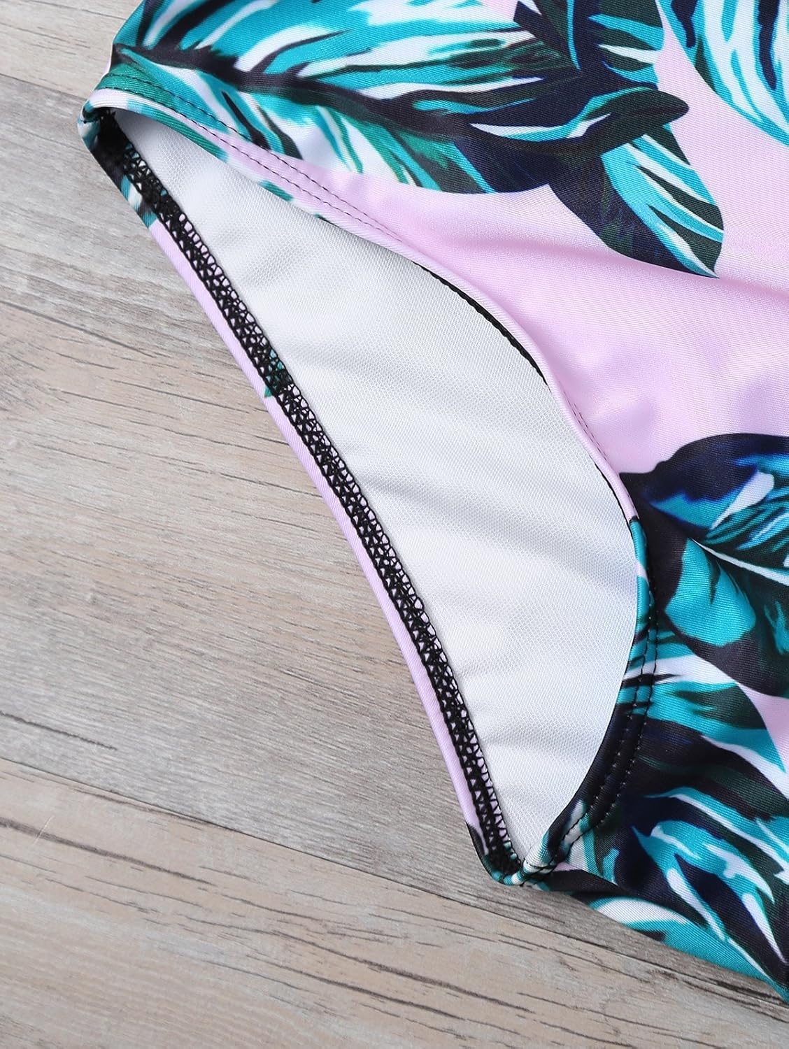 hannea tropical print high waisted bikini with crop top