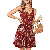 HOTOUCH Women Casual Summer Dress Sleeveless Ruffle Swing Dress with Pockets Tiered Mini Sundress Tank Short Dress A Line