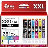 E-Z Ink Compatible TS9120 Ink Cartridge Replacement for Canon PGI-280XXL CLI-281XXL PGI 280XXL CLI 281XXL to use with PIXMA TS8320 TS8220 TS8120 (PGBK, Black, Photo Blue, Cyan, Magenta, Yellow) 6 Pack