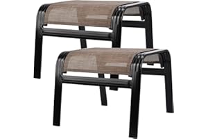 Deguifei Patio Ottoman Outdoor Footstools Assembled Aluminum Footrest Small Seat for Balcony,Backyard 2 Pack Brown