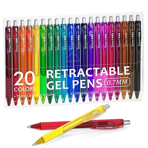 Shuttle Art Colored Gel Pens, 20 Colors Retractable Gel Ink Pens