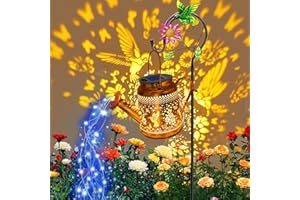 YULLOYELLO Solar Lights Outdoor Garden Decor, Hummingbird Hanging Watering Can Landscape Lights Waterproof Outside Decorations for Yard Front Porch Patio Backyard, Gardening Gift for Mom Grandma Women Birthday