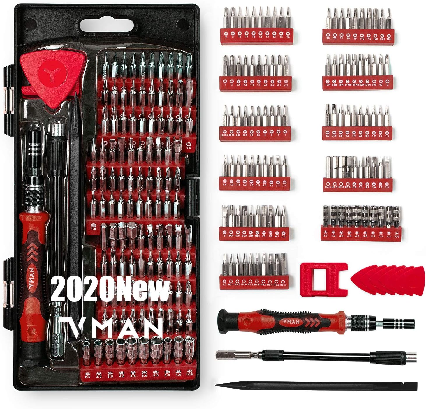 VMAN 2020 New 122 in 1 Precision Screwdriver Set, Mini Screwdriver Set, Magnetic Screwdriver Set for Electronics, Repair tool set for Mobile Phone, Watch, MacBook, Jewelry, Ipad, Game Console: Home Improvement