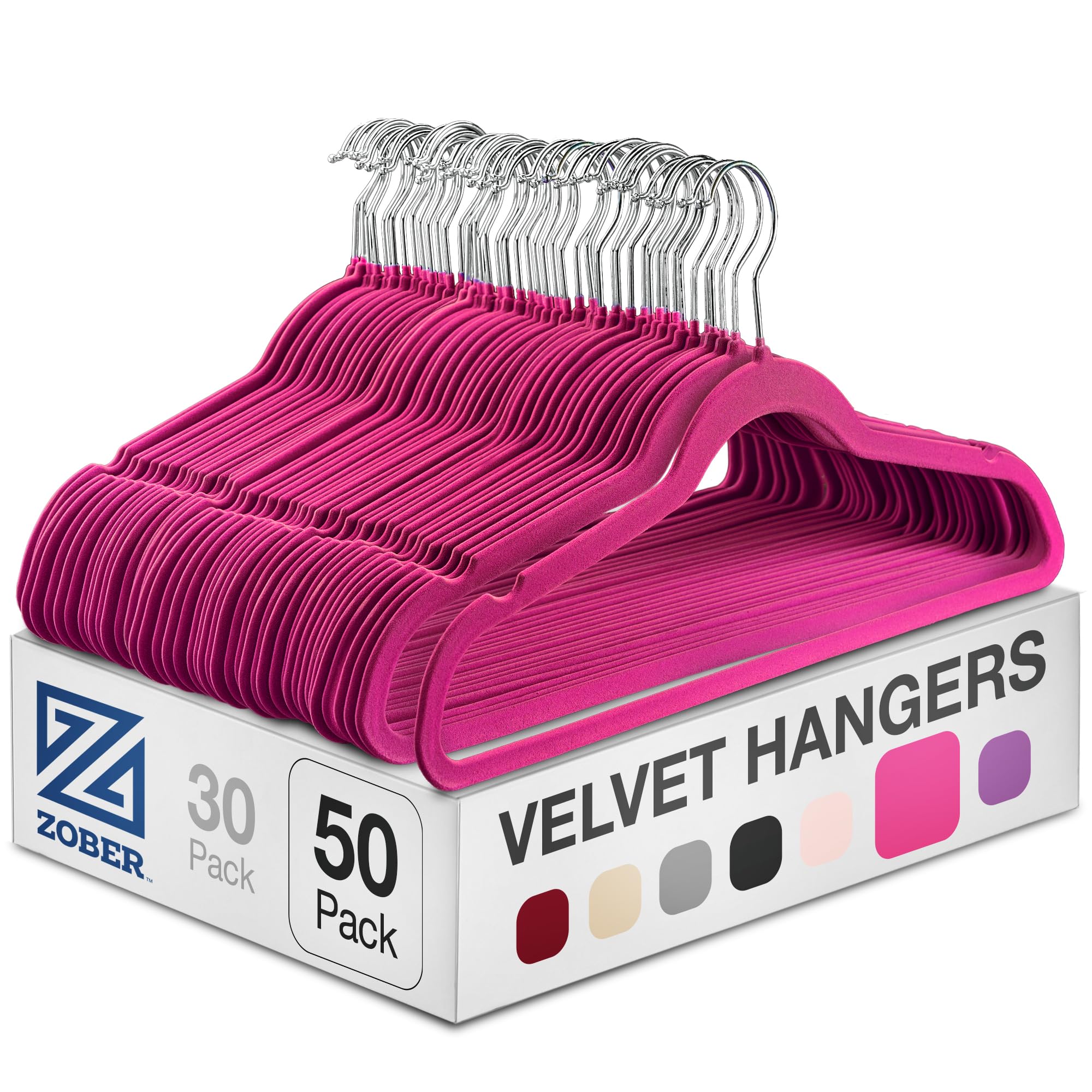 Premium Pink Velvet Hangers 50 Pack - Ultra Thin Space Saving Suit Hangers - Heavy Duty - Non Slip Velvet Coat Hanger - 360° Swivel Hook - Flock Clothes Hangers For Suits, Jackets, Trousers, Jeans