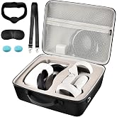 Comecase Hard Carrying Case for Meta Quest 3S/3/2 Headset, Inside Grey | Home-To-Trip VR Storage for Headset and Controllers, with Lens protector and Face cover, Shoulder Strap, Devices Not Included