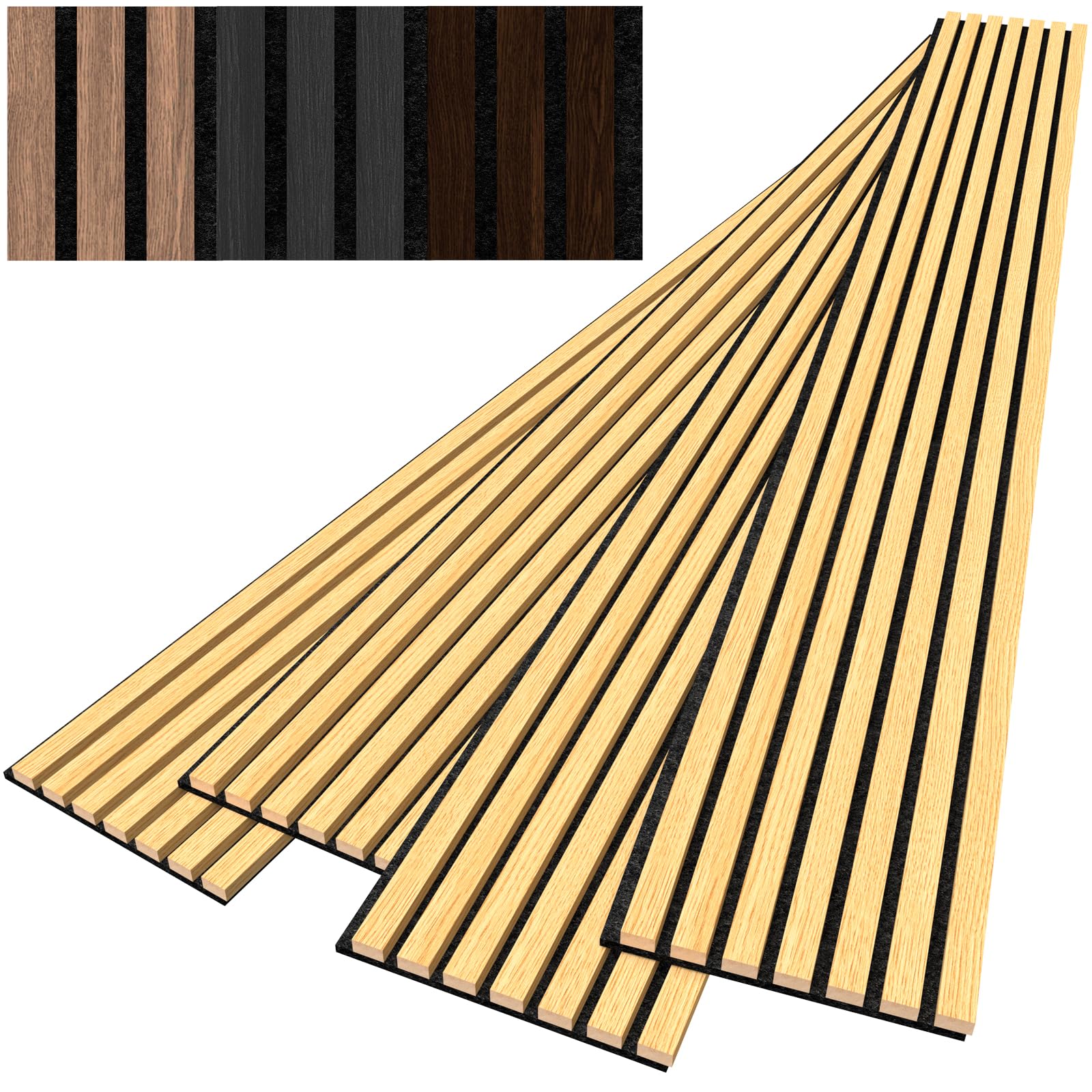 Photo 1 of 4 PCS Soundproof Wood Wall Panels, 94.5 x 11 Inch Soundproof Wall Panels, Wood Wall Panels for Interior Wall Decor for Home, Office, Studio(Oak)