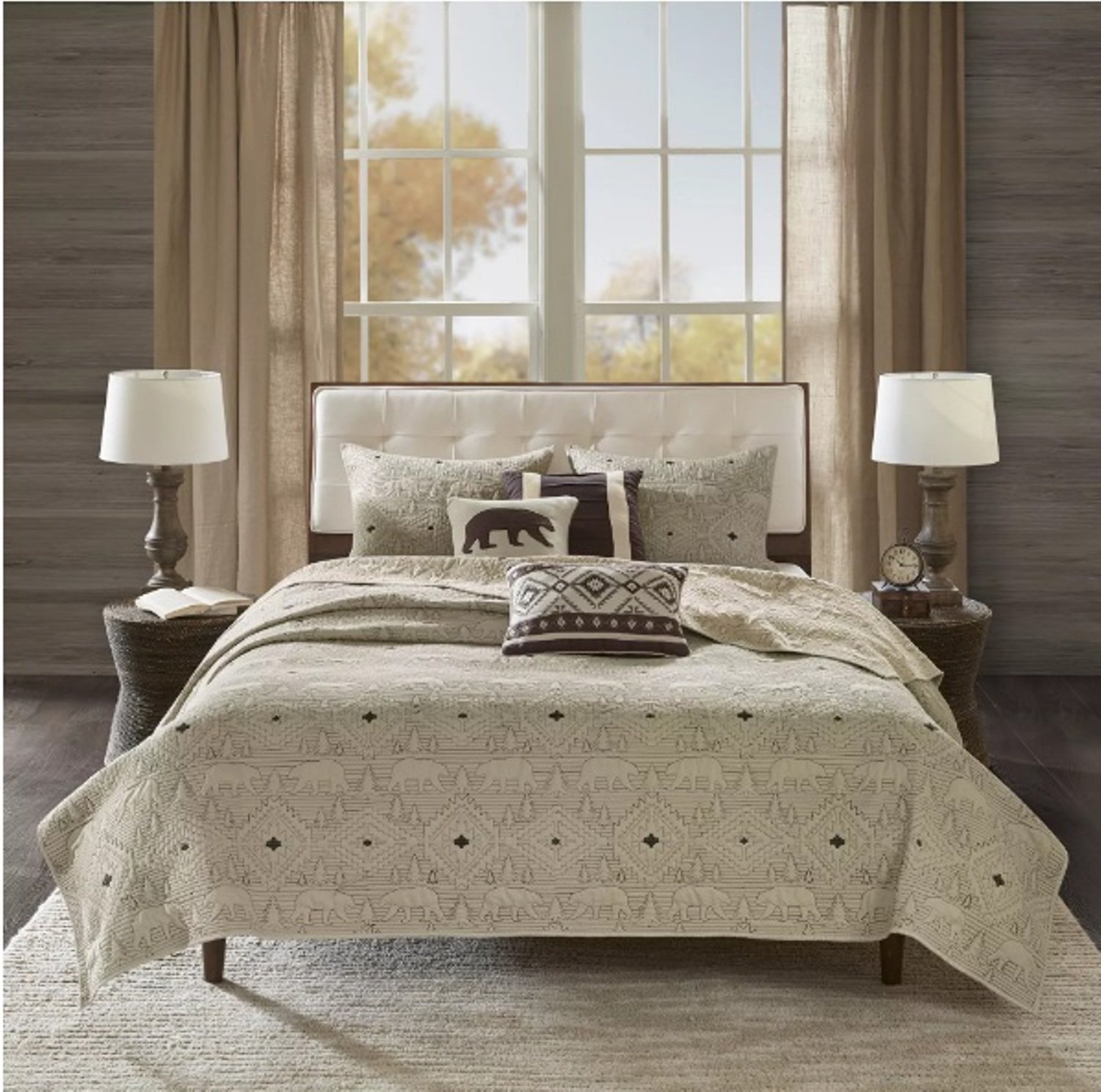 6 Piece Bear Animal Motif Coverlet Set King Cal King Size