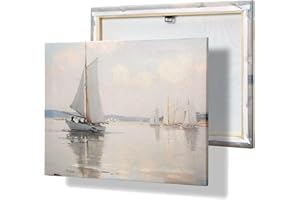 MIEVU Canvas Wall Art for Living Room - Inner Wooden Framed Canvas Art Prints, Painting Vintage Wall Decor for Bedroom,Farmhouse,Bathroom (Sailboat, 12 * 16)