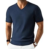 PJ PAUL JONES Mens T Shirts V Neck Short Sleeve Textured Herringbone Modern Fit Knit Shirts