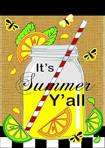 Its Summer Yall Mason Jar Lemonade 42 x 29 Rectangular Burlap Double Applique Large House Flag