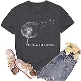 sallrue Kindness Shirts for Women Be Real Not Perfect Tshirts Inspirational Motivational Tee Tops