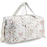 Dansydaisy Large Quilted Travel Duffle Bag for Women Floral Portable Gym Weekender Bag with Zipper Pockets Workout Grocery Pouch Duffle Gift Pouch for Work(Light Colored Spliced Floral)