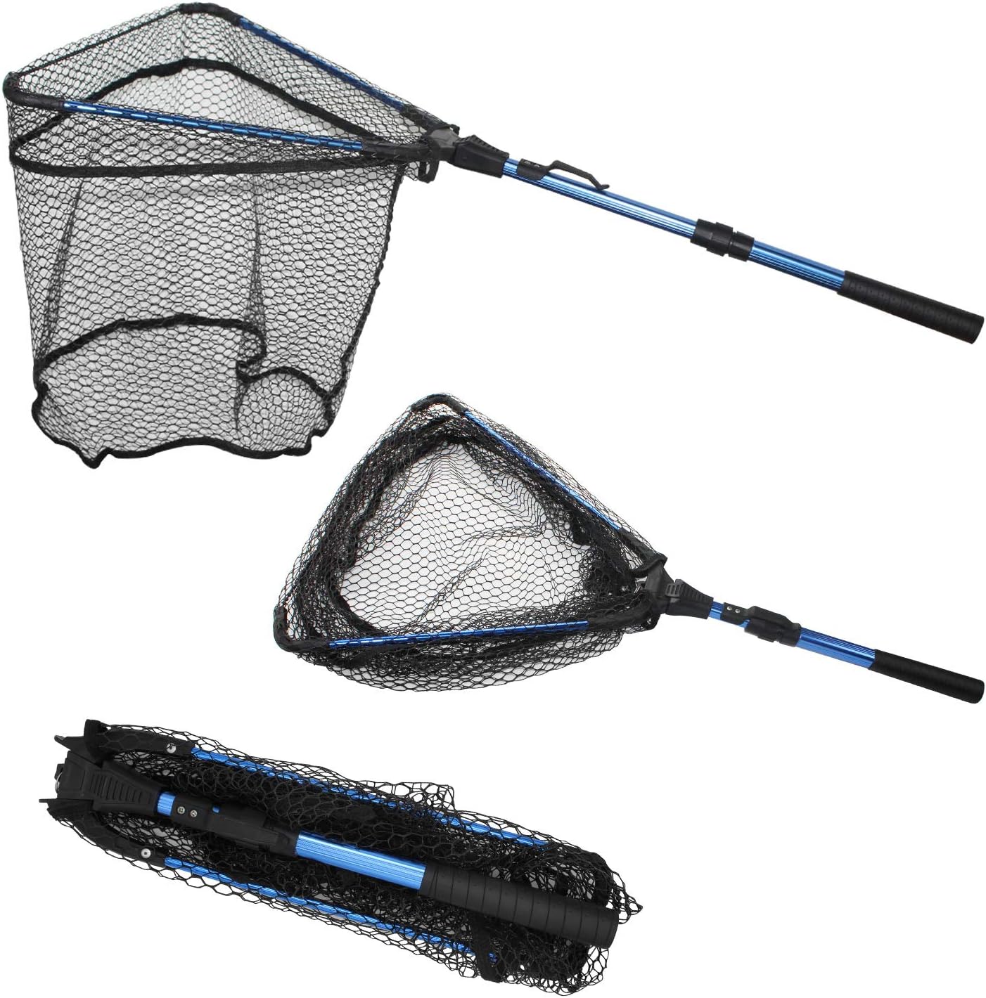 Thekuai Fishing Net Fish Landing Net, Foldable Collapsible Telescopic Pole Handle, Durable Nylon Material Mesh Safe Fish Landing Net Catch Release Strong.
