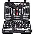 161 Piece MECHMAX Mechanic Tool Socket Set 1/2, 3/8 and 1/4 inch Drive SAE & Metric Size with Tool Box Storage Case for for Home, Household, Garage, Bike, Car Trunk, Automotive, Mechanic Projects