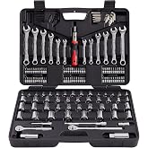 MECHMAX 161-Piece Mechanics Tool Set with SAE Metric Sockets | Premium alloy steel full socket wrench kit. Professional automotive repair hand tool set for garage, car and truck