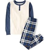 The Children's Place Boys' 100% Cotton Long Sleeve Top and Pants, 2 Piece Pajama Set