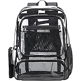 BORMELUN Heavy Duty Clear Backpack - Transparent School Stadium Backpack for Boys, Girls, Men & Women