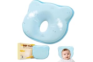 Koala Sweetie Memory Foam Baby Pillow,Portable Cute Cartoon Bear Soft and Cozy Baby Pillow with Removable Cover(Light Blue)