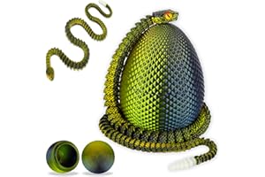 SUMLAND 3D Printed Snake Eggs with Snake Inside，Crystal Snake Fidget Toys，Articulated 3D Snake with 3D Snake Eggs Black Gold