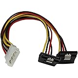 StarTech.com 12in LP4 to 2x Right Angle Latching SATA Power Y Cable Splitter - 4 Pin LP4 to Dual 90 Degree Latching SATA Y Sp