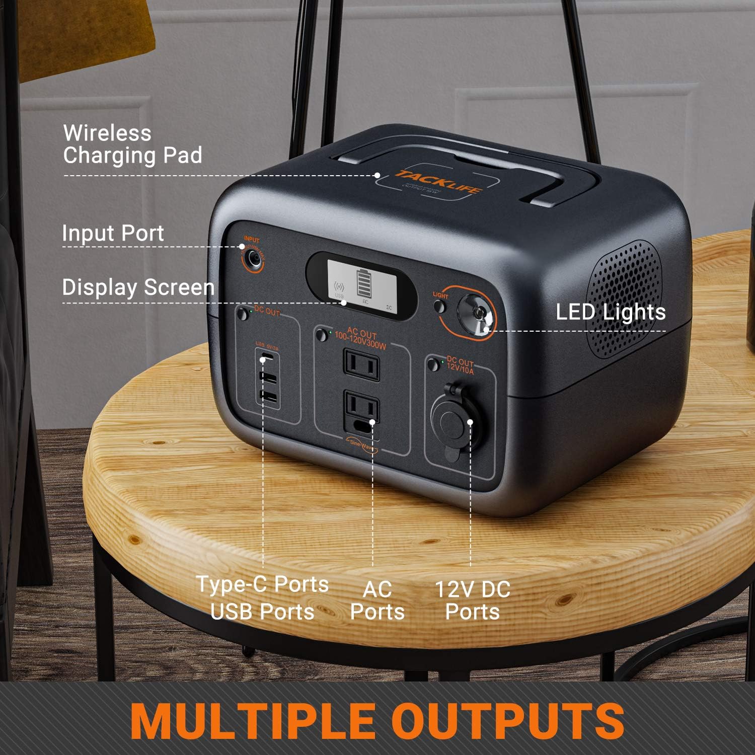 TACKLIFE 【Autumn Exclusive】 Power Station 300W, 300Wh Portable Solar Generator, Pure Sine Wave AC Outlets, Wireless Charging, 90000mAh Mobile Backup Battery for CPAP/Outdoor Camping/Outage Emergency : Garden & Outdoor
