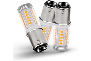 Heifymi BA15D AC/DC12-24 Volt LED Bulb, Double Contact/DC Bayonet Base, 1076 1142 1176 S8 5 Watt 2700K Warm White for RV Camper Trailer Boat Trunk Interior Lights(Pack of 3)
