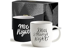 Triple Gifffted Mr Right Mrs Always Right Coffee Mugs Gifts Ideas for Couples, Wedding Anniversary, Engagement, Christmas, Hi