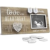 Baby Sonogram Picture Frame with Countdown Weeks - Standard 4"x3" Ultrasound Photo - Pregnancy Announcements Ideas - Gender Reveal Baby-Shower Gift - New Mom Expecting Parents to Be Keepsake Gifts