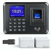 Time Clock for Small Business, Fingerprint Time Clock with RFID/PIN | Clocking in Machine, Biometric Staff Attendance System for Office Factory, Includes 10 RFID Cards &amp; U-Disk, No Monthly Fees