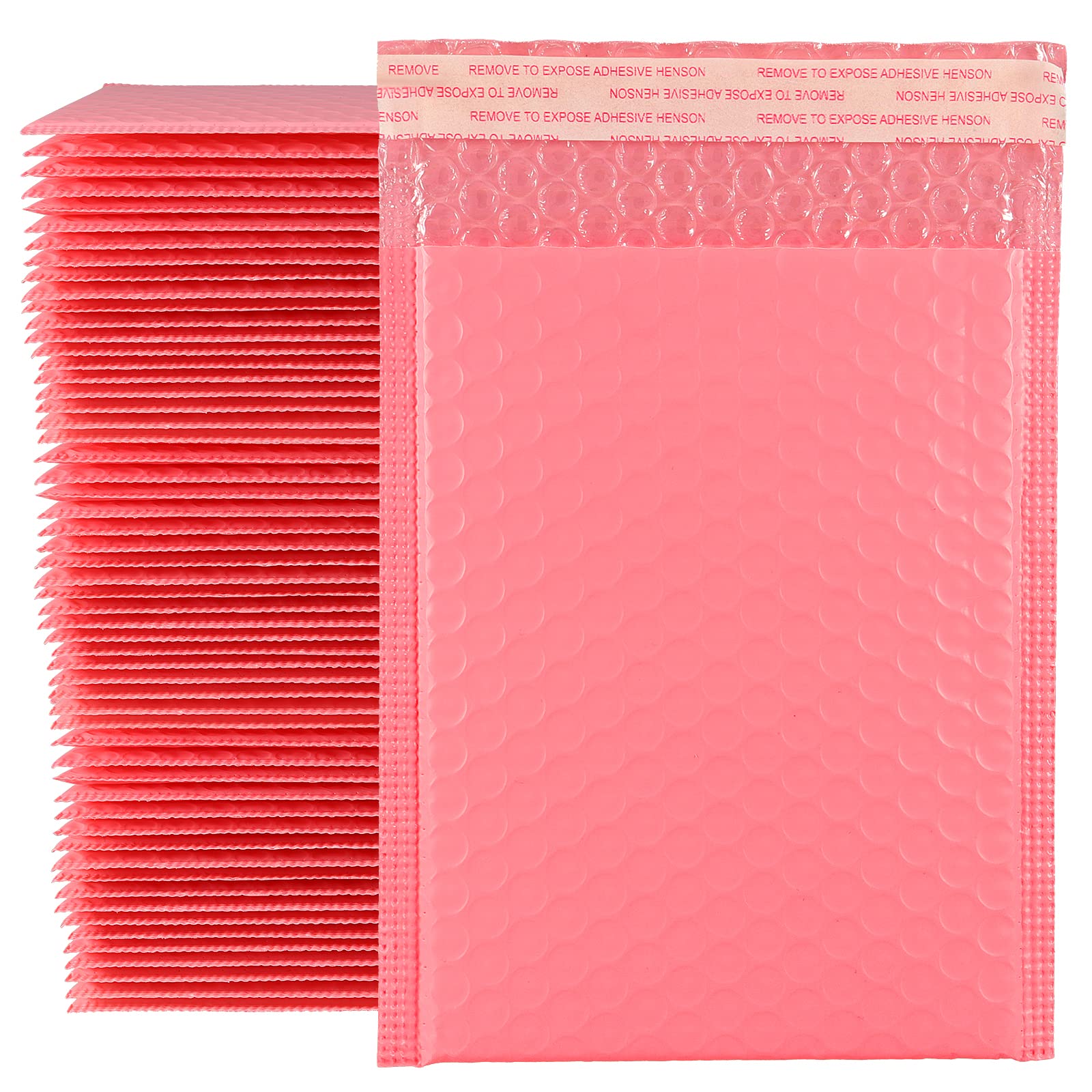 ZEONHEI 60 Pack 15x18cm Pink Poly Bubble Mailers, Self Seal Padded Envelopes, Waterproof Small Bubble Envelopes for Shipping Business, Gifting, Mailing, Packaging