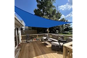 E&K Sunrise 8' x 8' Sun Shade Sail Rectangle Canopy Shade Cover UV Block for Patio Backyard Garden Outdoor (Blue)