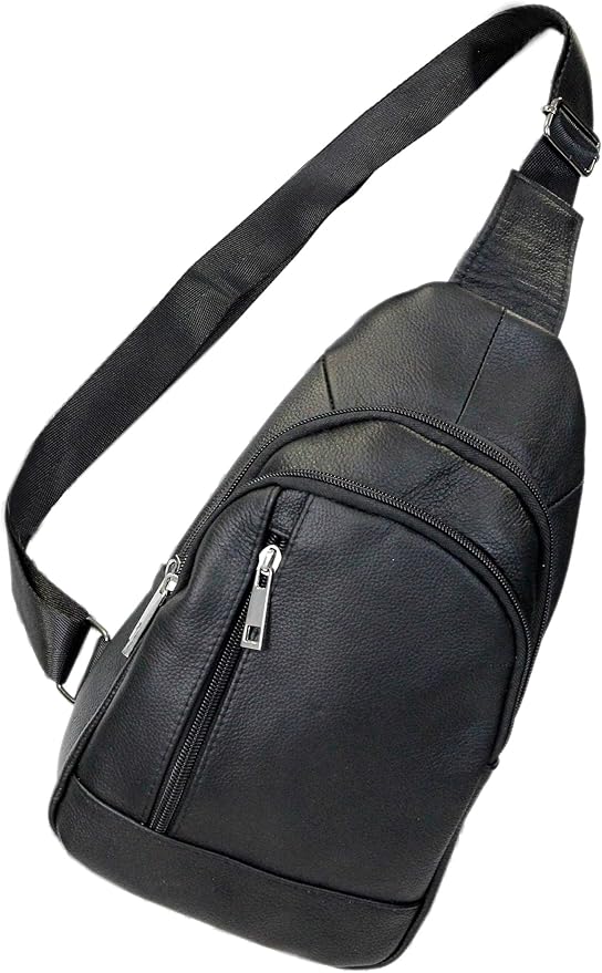 Leoodo Leder Sling Bag Rucksack Crossbody Rucksack Umhängetasche