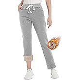 TACVASEN Women's Fleece Lined Sweatpants Winter Thermal Thick Sherpa Pants with Pockets Warm Cotton Athletic Lounge Casual