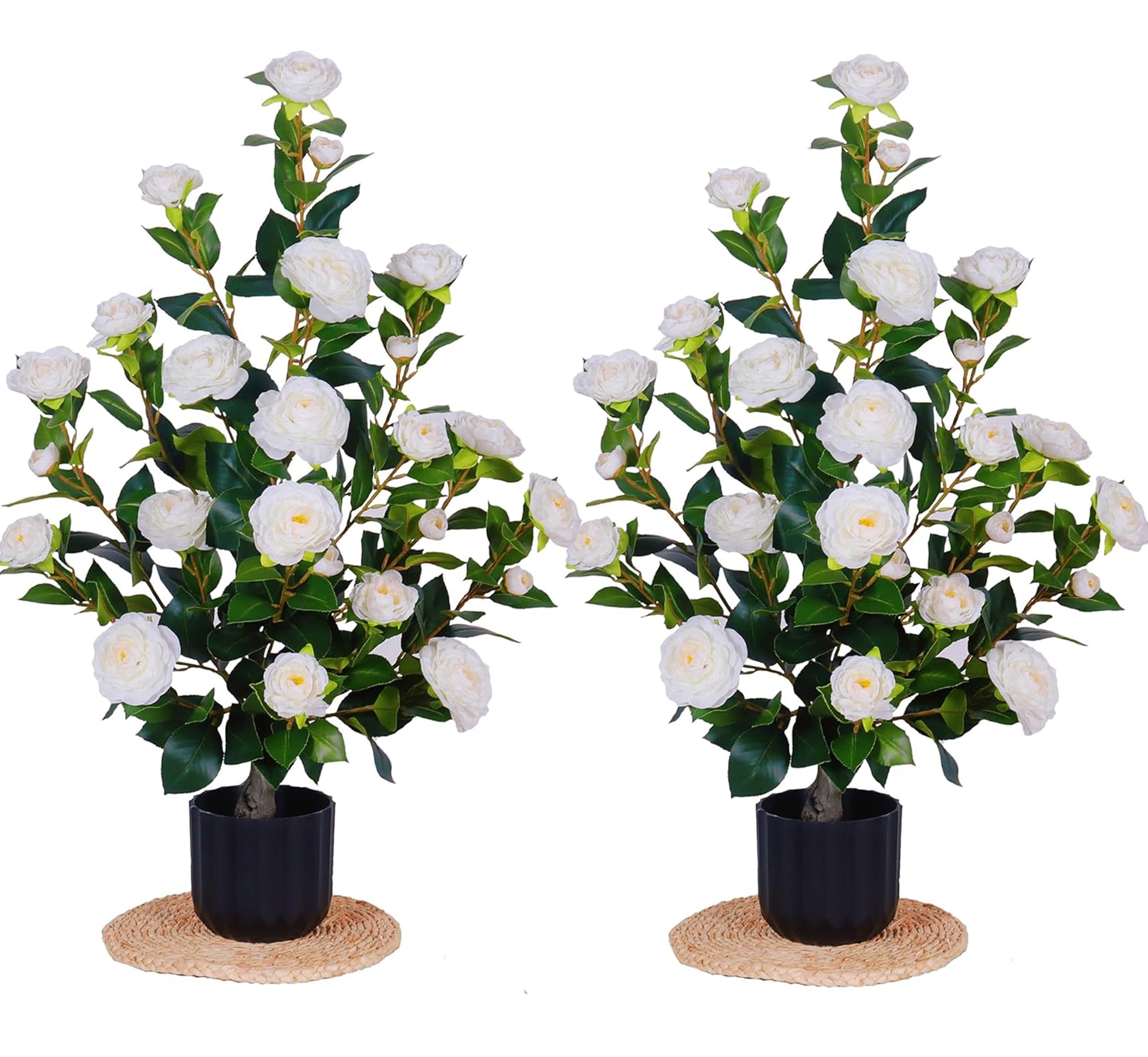 Photo 1 of ***FACTORY SEALED*** 2-Piece Set, Artificial Camellia, Each containing 24 White Flowers, Simulated Green Plants Suitable for Indoor, Outdoor, Home, Front Door, Christmas or Autumn/Winter Decoration - White