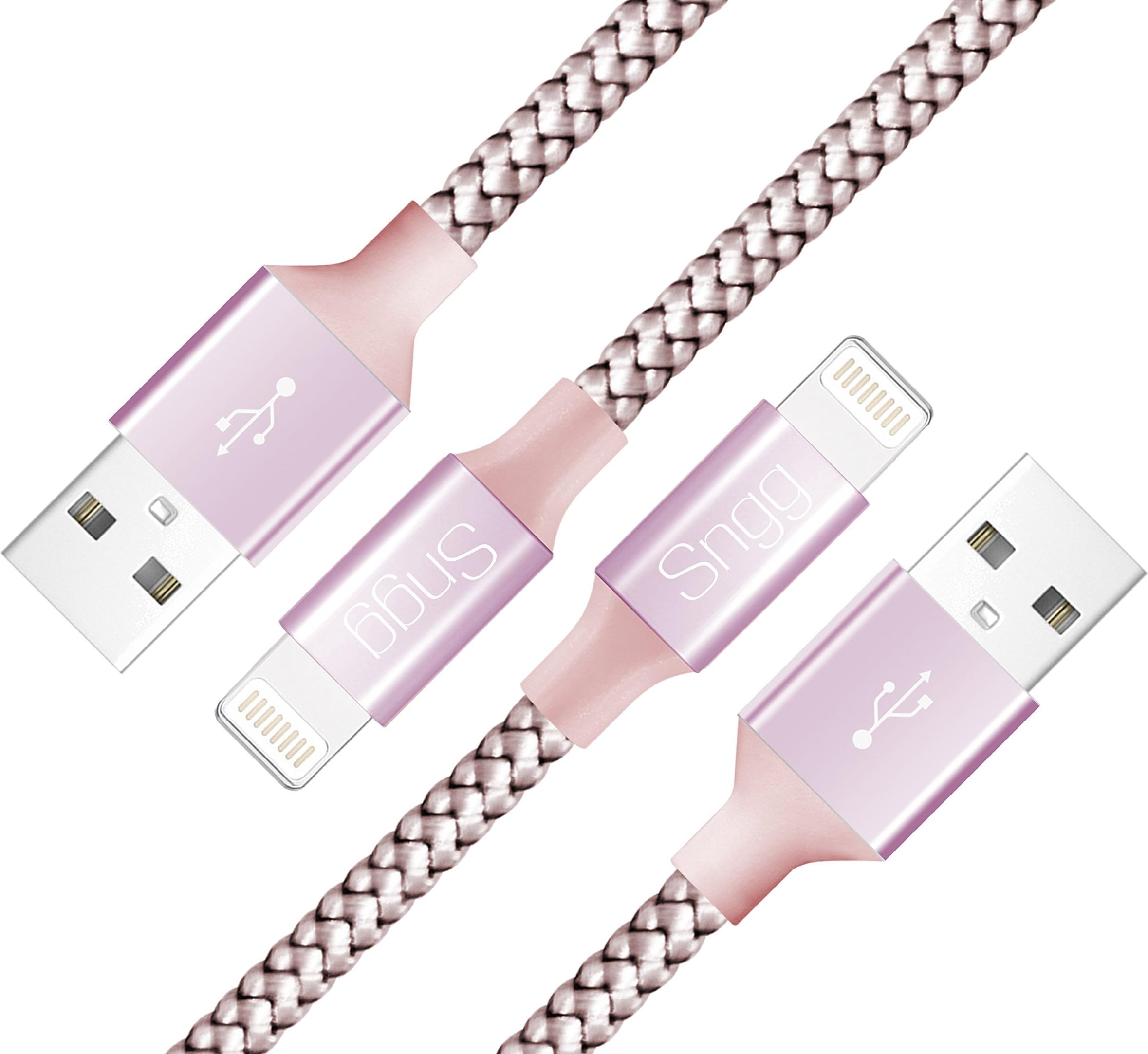 Sngg rgy-sdgdfg iPhone Cable,Lightning to USB Cable 2Pack 10FT Nylon Braided Cord to USB Charging Charger for iPhone 7/7 Plus/6S/6S Plus,SE/5S/5,iPad,iPod Nano 7 (Rose Gold,10FT)