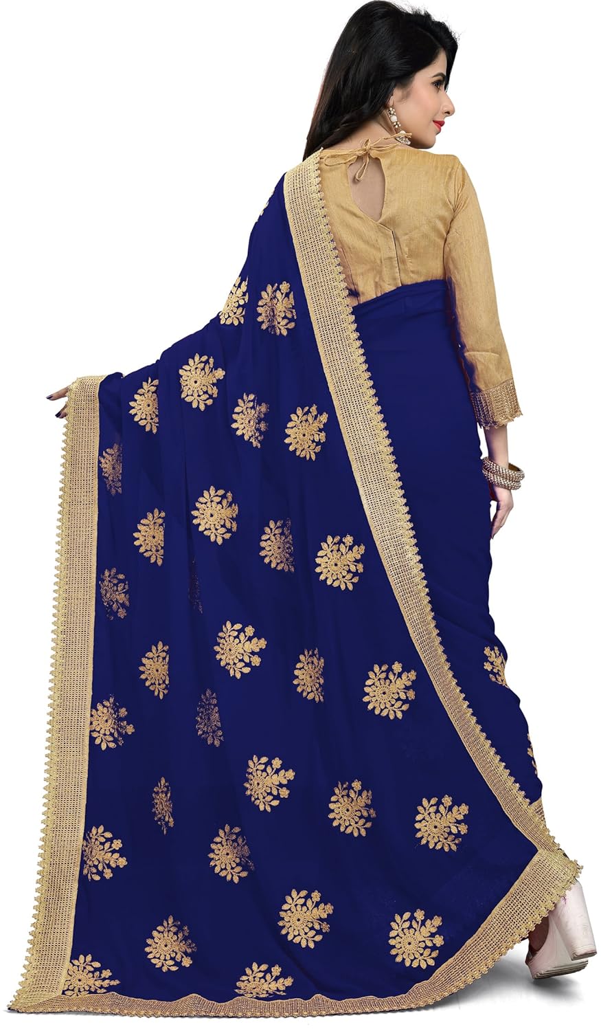 raghukul georgette embroidered saree for women
