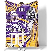 INAOO Minnesota Throw Blanket Custom Name Number for Men Women Boy Personalized Gifts
