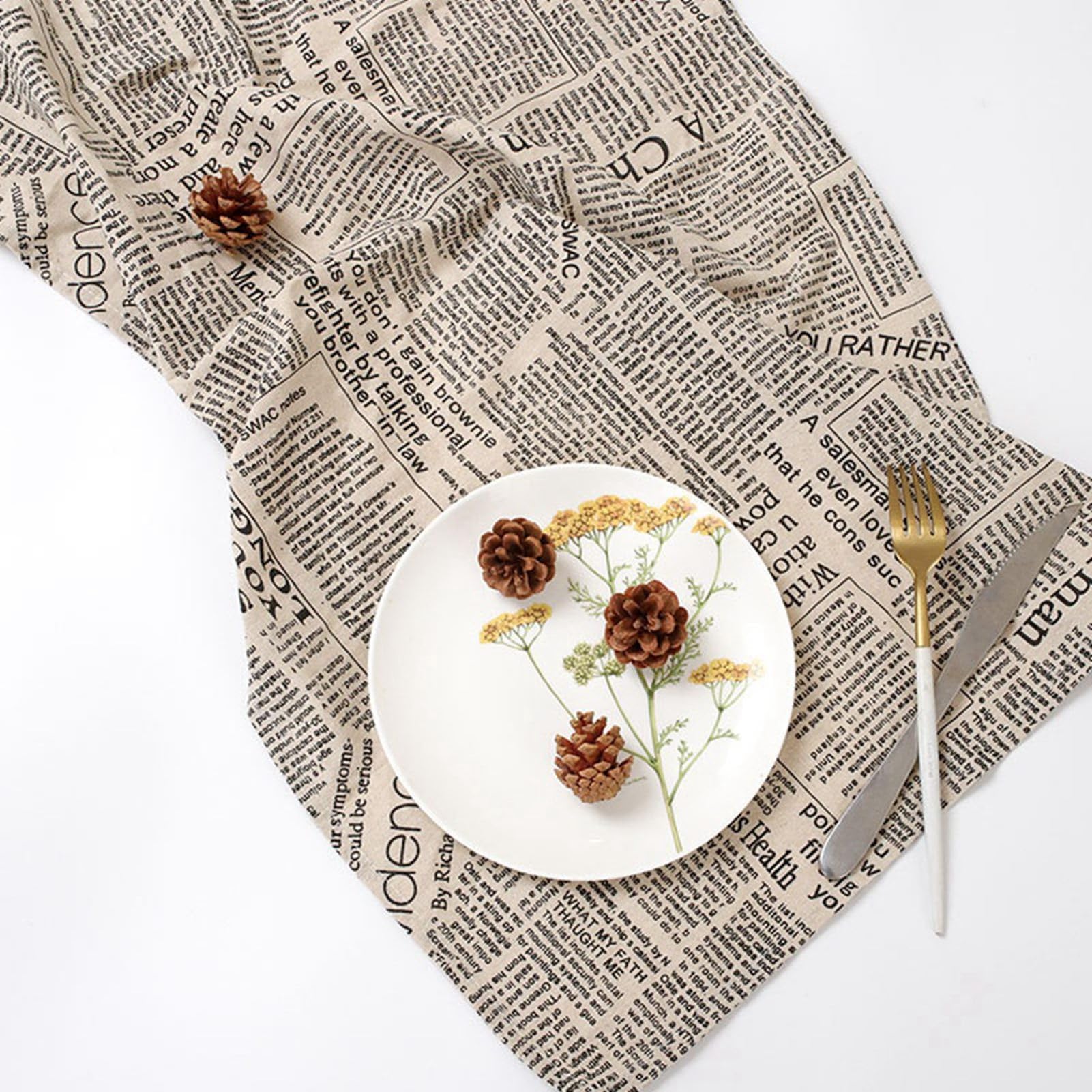 Cloth Napkins, Linen Napkins Comfortable Reusable Fabric Napkins Photography Background Cloth Vintage English Newspaper Table Mats for Dining Table Photo Studio