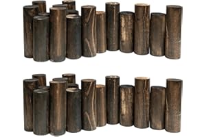 ZEZUT Wood Garden Edging, Natural Wooden Solid Log Fence Border Decorative for Flower Bed Barriers and Landscape Fencing, 6.9 in H x 3.0 ft L, 1.9 in Diameter (2PACK)