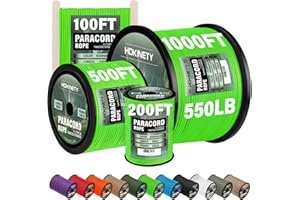 HOKINETY Paracord Rope 550 lb - 4MM 100 ft / 200 ft / 500 ft / 1000 ft Heavy-Duty Parachute Spool para Cord Lanyard Outdoor Gear for Tent, Camping, Clothes line, Hiking, Fishing, Survival Bracelet